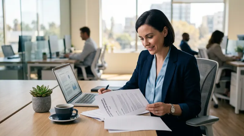 A professional reviewing a business formation document