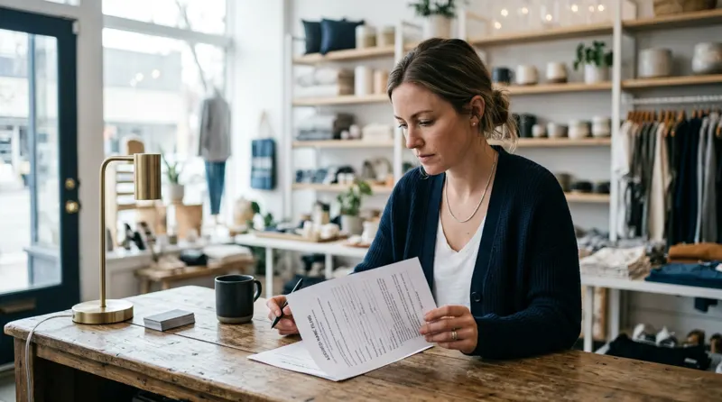 A small business owner reviewing an assumed name filing