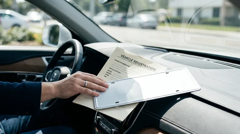Vehicle registration document and license plate